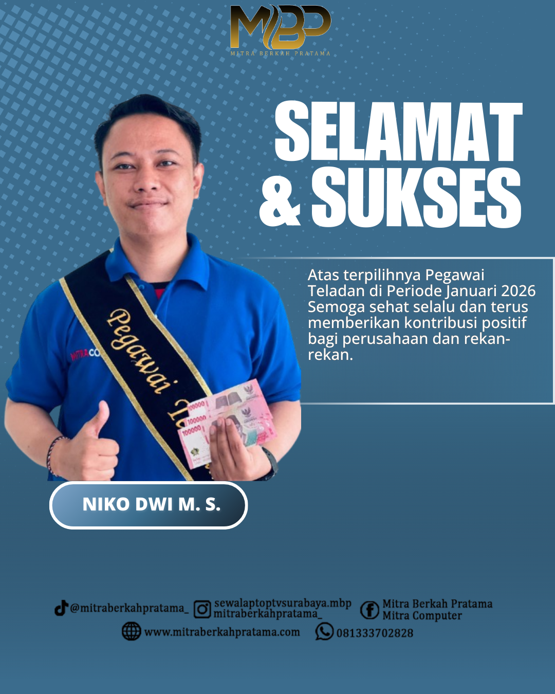 Apresiasi Untuk Saudara Niko  : Menjadi Pegawai Teladan Januari 2026