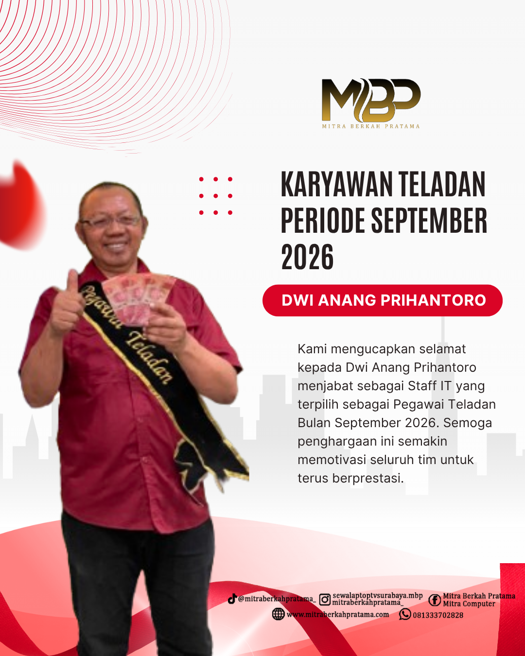 Apresiasi Untuk Saudara Dwi Anang Prihantoro: Menjadi Pegawai Teladan September 2026